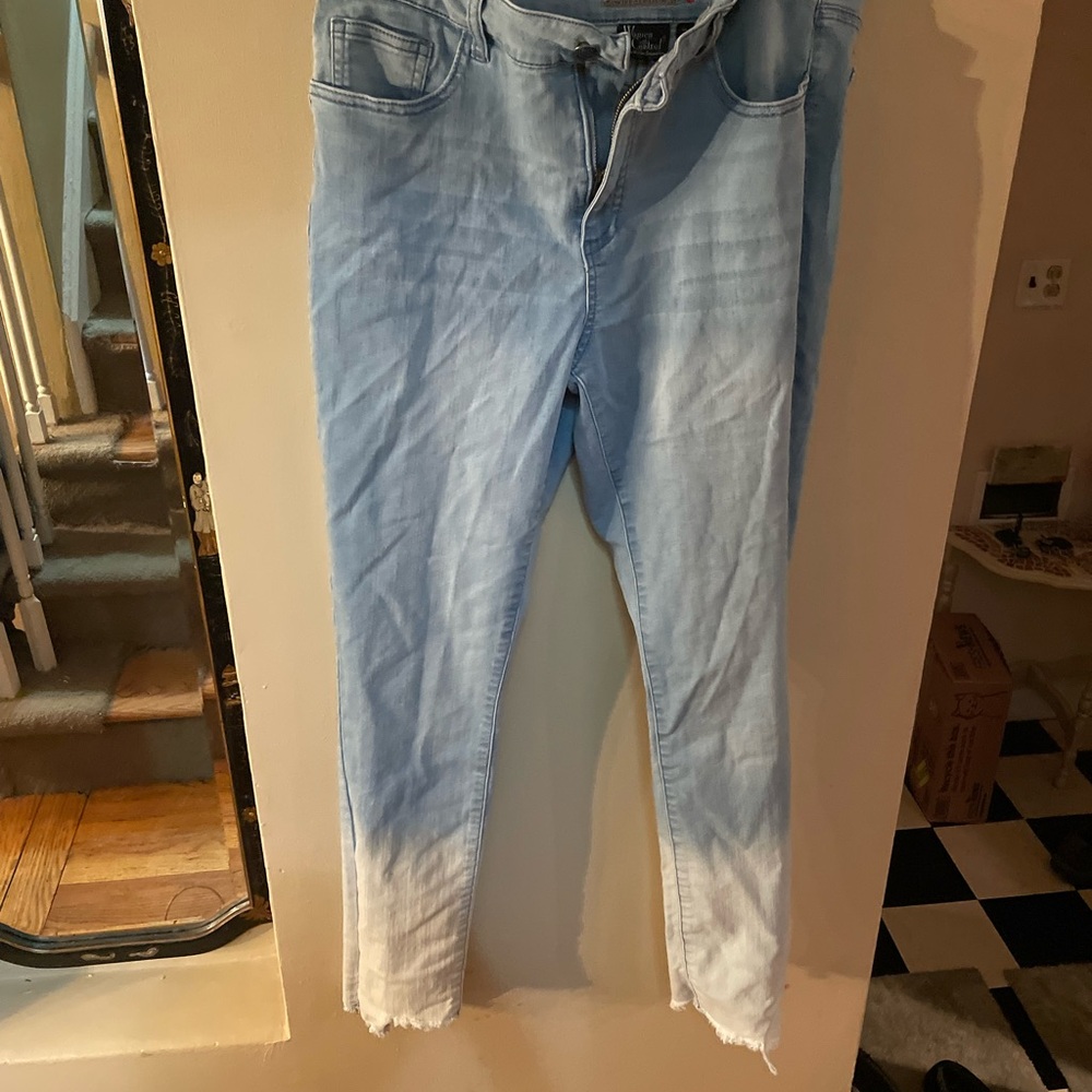 Women with Control Sky Blue ombré Skinny cropped Jeans